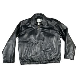Covington Men’s Black Leather Bomber Jacket Insulated‎ Size Large 42-44 Moto